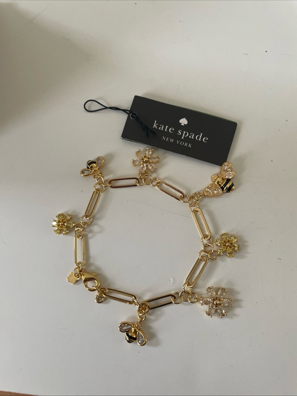 kate spade Gold Bee & Floral Charm Link Bracelet - Picture 1 of 6